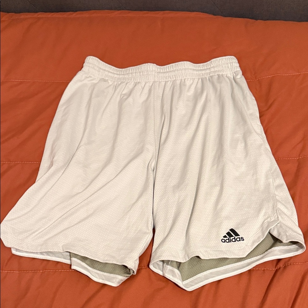 adidas White Men's Athletic Shorts with Built-In Liner